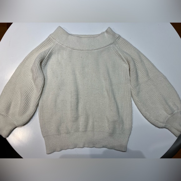 Off The Shoulder Lantern Sleeve Pullover Sweater - Picture 2 of 5